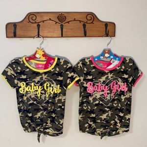NWT Two cute camouflage girls tshirts. Both 4T.